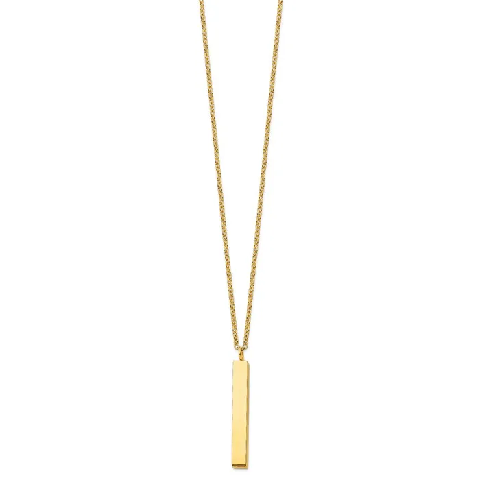 TreasureFineJewelers Stainless Steel Polished Yellow IP Vertical Bar 15in w3in ext Necklace Necklaces