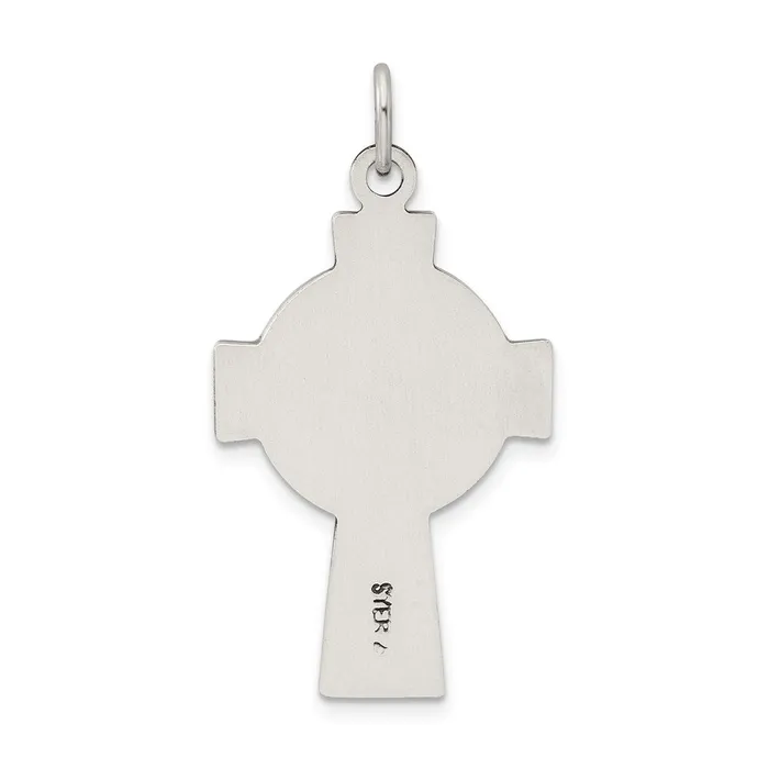 TreasureFineJewelers Sterling Silver Antiqued Satin Irish Cross Pendant Necklaces