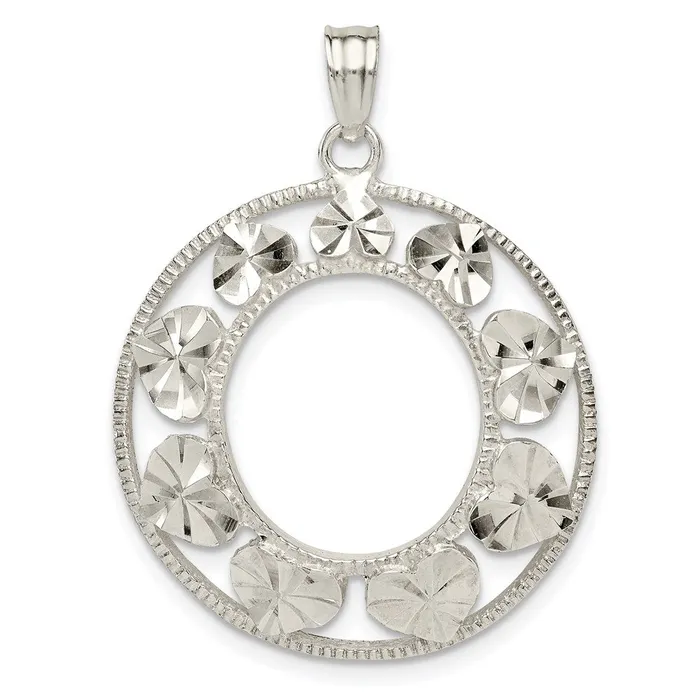 TreasureFineJewelers Sterling Silver Diamondcut Heart Pendant Necklaces