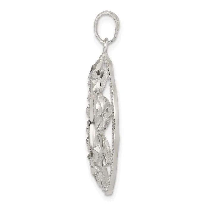 TreasureFineJewelers Sterling Silver Diamondcut Heart Pendant Necklaces