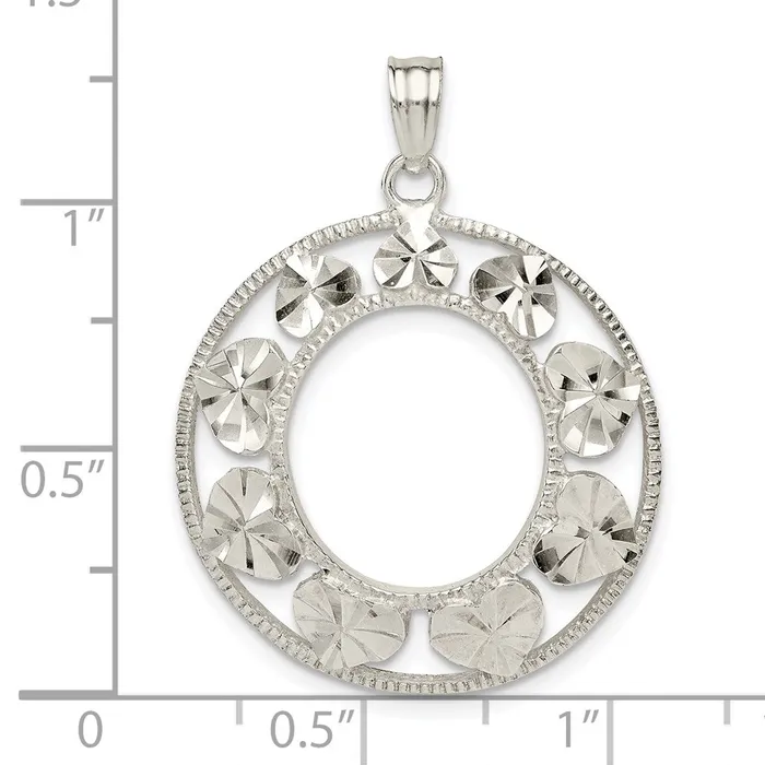 TreasureFineJewelers Sterling Silver Diamondcut Heart Pendant Necklaces