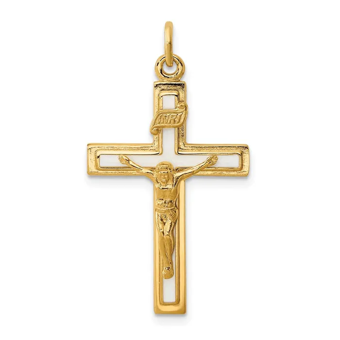 TreasureFineJewelers Sterling Silver Enamel Vermeil INRI Crucifix Charm Rings TreasureFineJewelers Sterling Silver Enamel Vermeil INRI Crucifix Charm Rings
