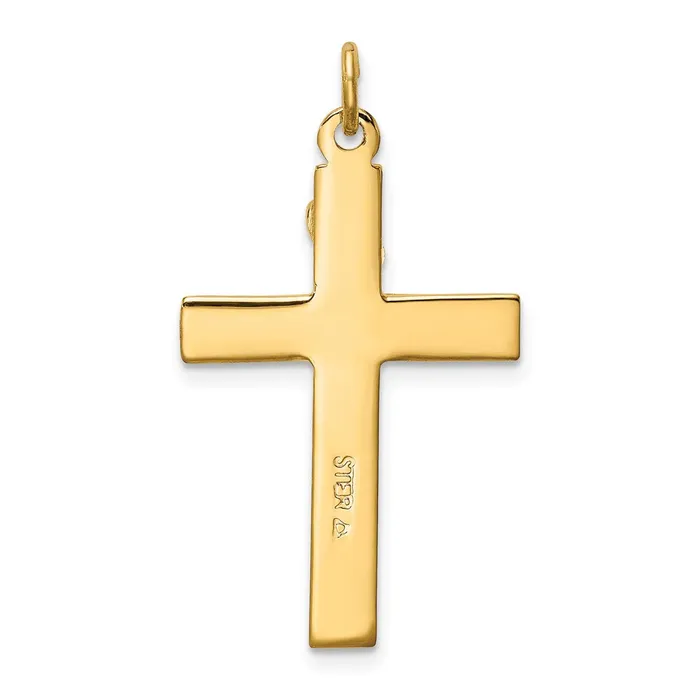 TreasureFineJewelers Sterling Silver Enamel Vermeil INRI Crucifix Charm Rings