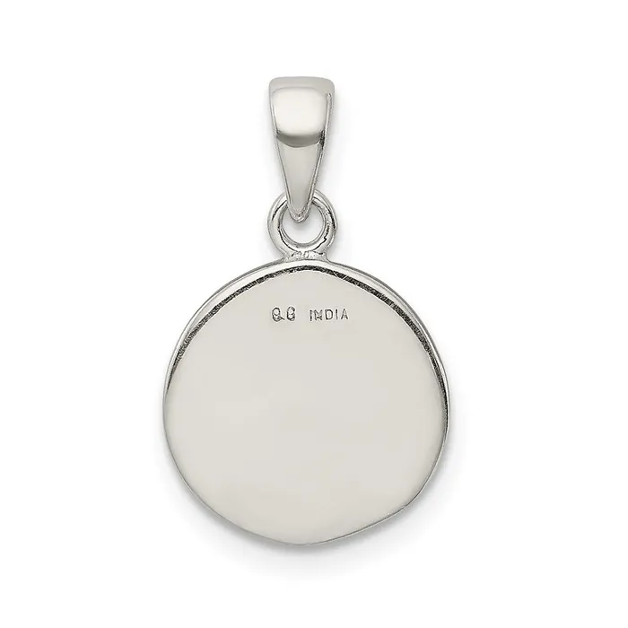 TreasureFineJewelers Sterling Silver Glitter Enamel Letter P Initial Circle Pendant Necklaces