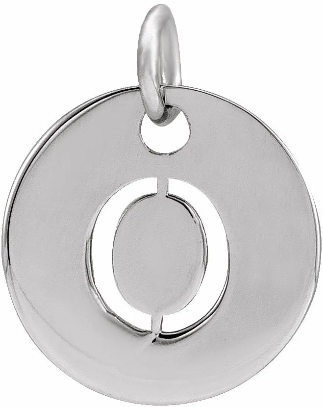TreasureFineJewelers Sterling Silver Initial O 10 mm Disc Pendant Necklaces TreasureFineJewelers Sterling Silver Initial O 10 mm Disc Pendant Necklaces