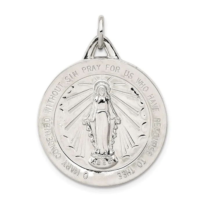 TreasureFineJewelers Sterling Silver Miraculous Medal Rings