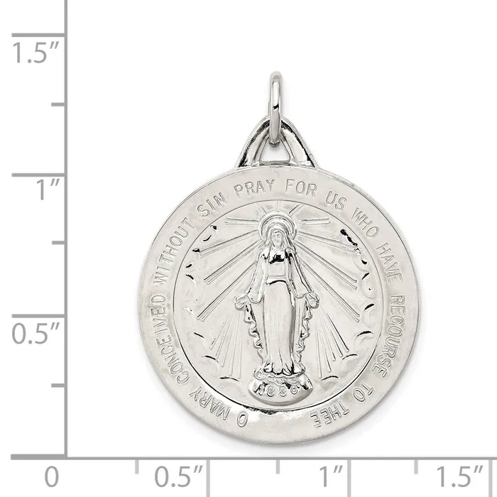 TreasureFineJewelers Sterling Silver Miraculous Medal Rings