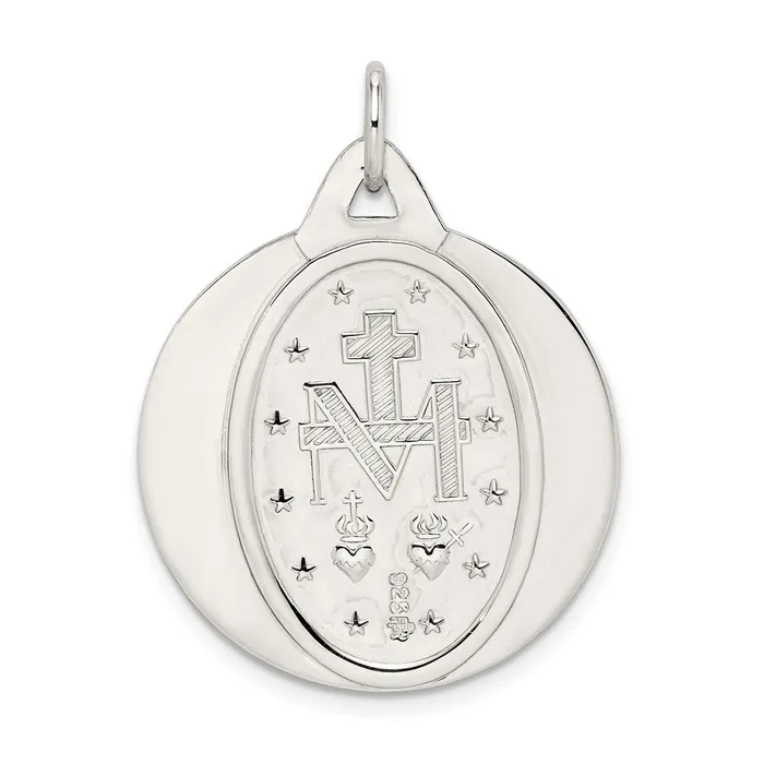 TreasureFineJewelers Sterling Silver Miraculous Medal Rings