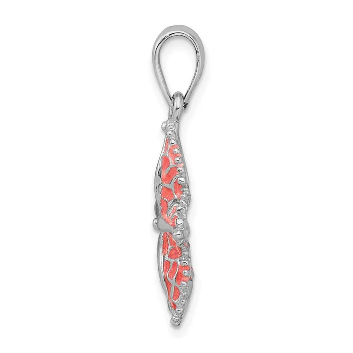 TreasureFineJewelers Sterling Silver Polished Enameled Starfish Pendant Necklaces