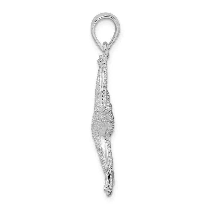 TreasureFineJewelers Sterling Silver Polished Textured Starfish Pendant Necklaces