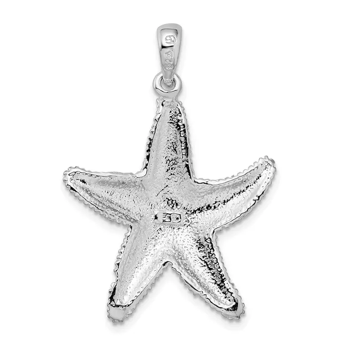 TreasureFineJewelers Sterling Silver Polished Textured Starfish Pendant Necklaces