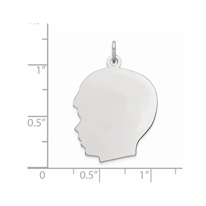 TreasureFineJewelers Sterling Silver Rhodplate Eng Boy Polished FrontSatin Back Disc Charm Rings