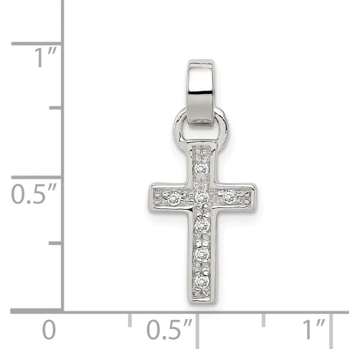 TreasureFineJewelers Sterling Silver Rhodium Plated CZ Latin Cross Pendant Necklaces