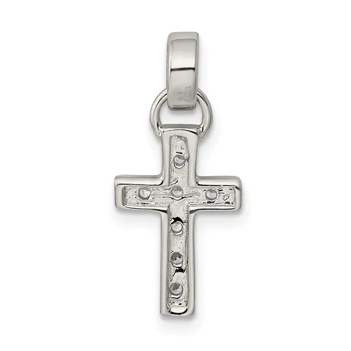 TreasureFineJewelers Sterling Silver Rhodium Plated CZ Latin Cross Pendant Necklaces