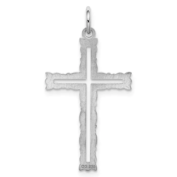 TreasureFineJewelers Sterling Silver Rhodiumplated Laser Designed Cross Pendant Necklaces