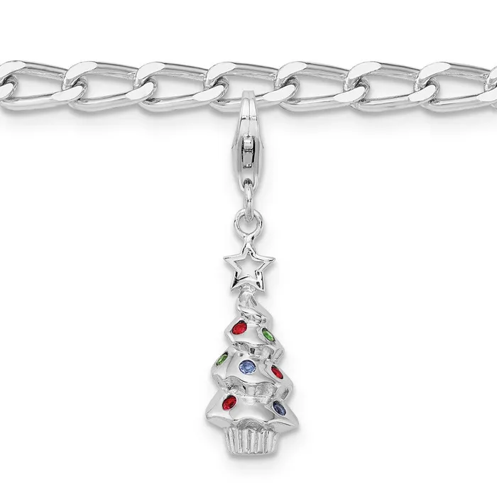 TreasureFineJewelers Sterling Silver Rhodium plated Multi Glass Stone Tree Bracelet Bracelets