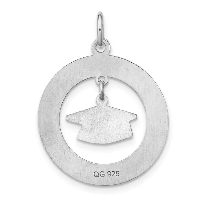 TreasureFineJewelers Sterling Silver Rhodiumplated Personalizable Graduation Charm Rings