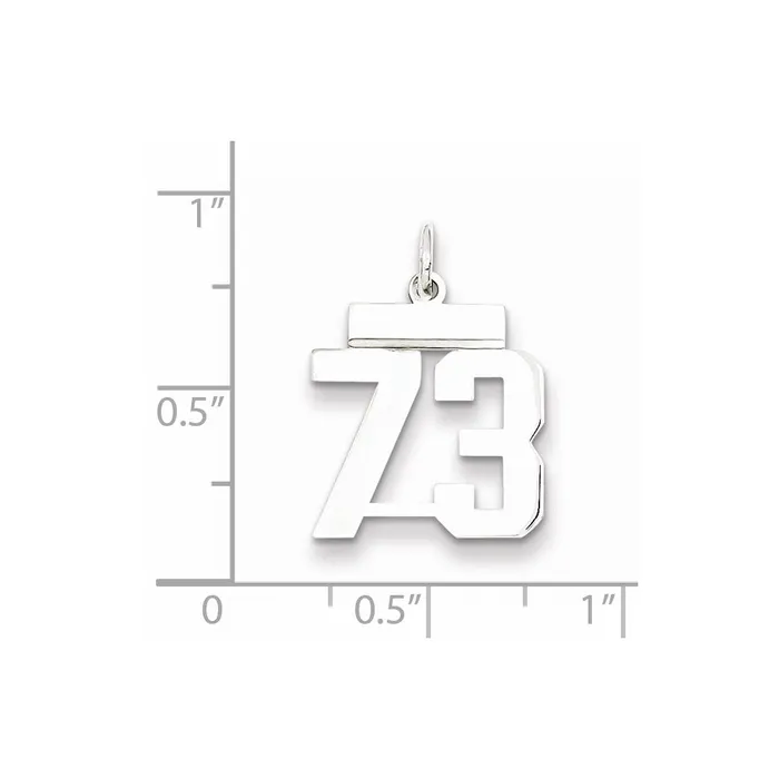 TreasureFineJewelers Sterling SilverRhodiumplated Polished Number 73 Charm Rings