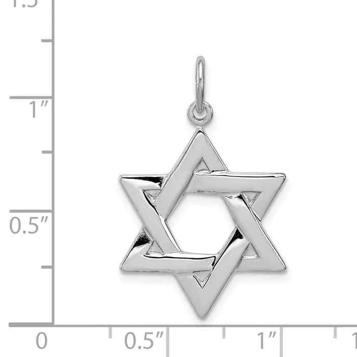 TreasureFineJewelers Sterling Silver Rhodiumplated Star of David Charm Necklaces