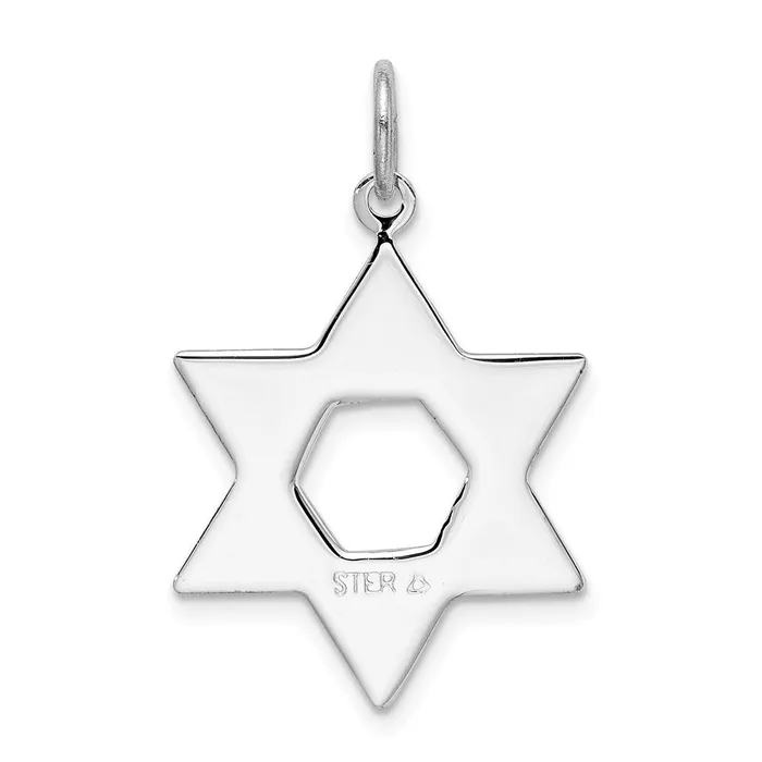 TreasureFineJewelers Sterling Silver Rhodiumplated Star of David Charm Necklaces