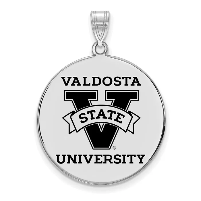TreasureFineJewelers Sterling Silver Rhodiumplated Valdosta State University Extra Large Enameled Disc Pendant Necklaces TreasureFineJewelers Sterling Silver Rhodiumplated Valdosta State University Extra Large Enameled Disc Pendant Necklaces