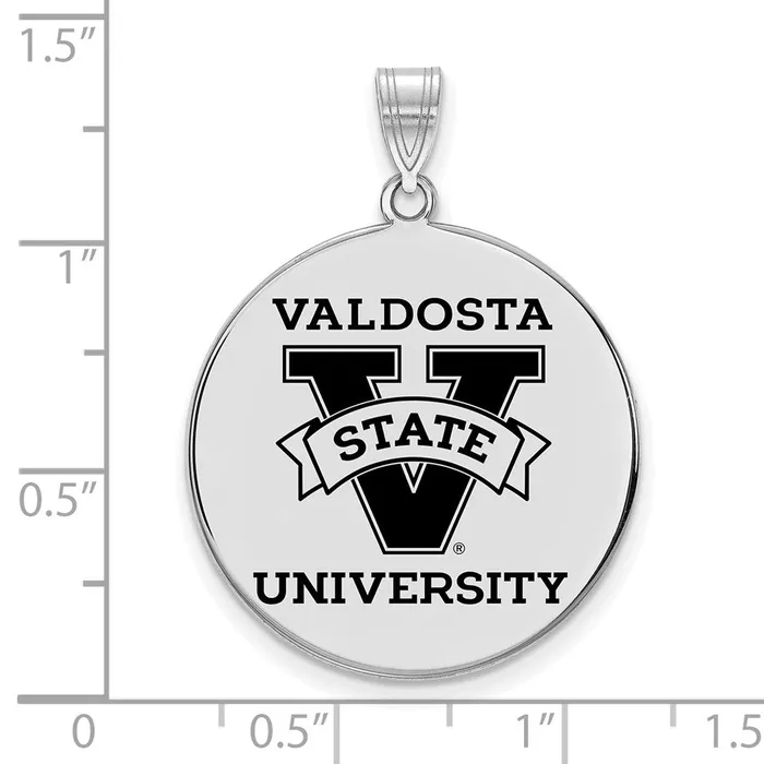 TreasureFineJewelers Sterling Silver Rhodiumplated Valdosta State University Extra Large Enameled Disc Pendant Necklaces