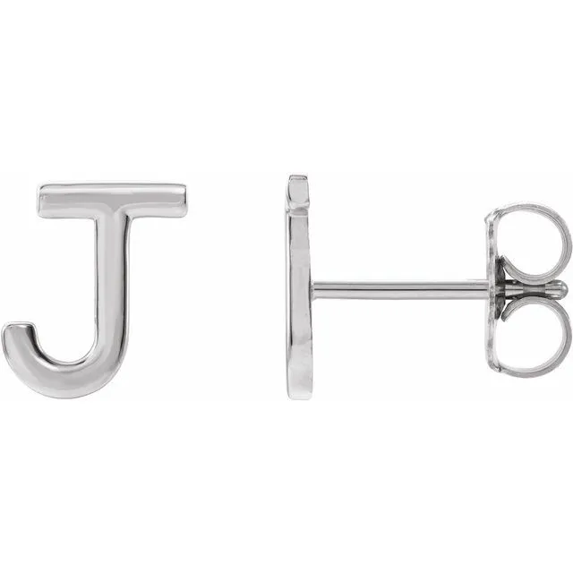 TreasureFineJewelers Sterling Silver Single Initial J Earring Earrings