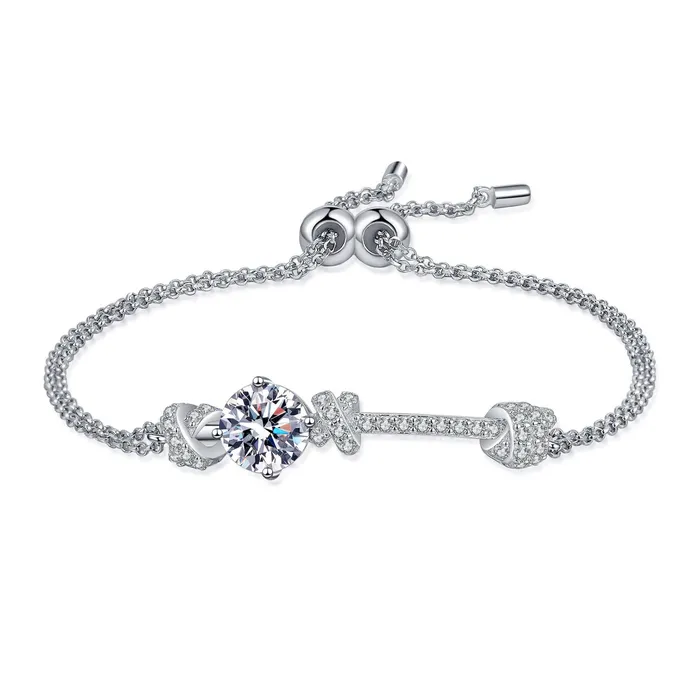 Trendolla Jewelry Double Chain PushPull Moissanite Bracelet Bracelets