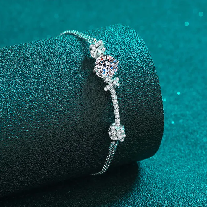 Trendolla Jewelry Double Chain PushPull Moissanite Bracelet Bracelets