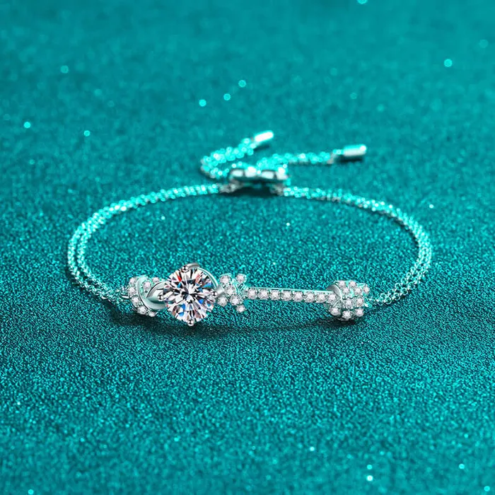 Trendolla Jewelry Double Chain PushPull Moissanite Bracelet Bracelets