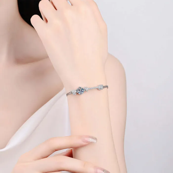 Trendolla Jewelry Double Chain PushPull Moissanite Bracelet Bracelets