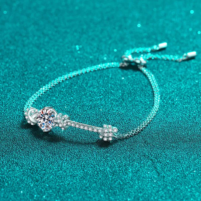 Trendolla Jewelry Double Chain PushPull Moissanite Bracelet Bracelets