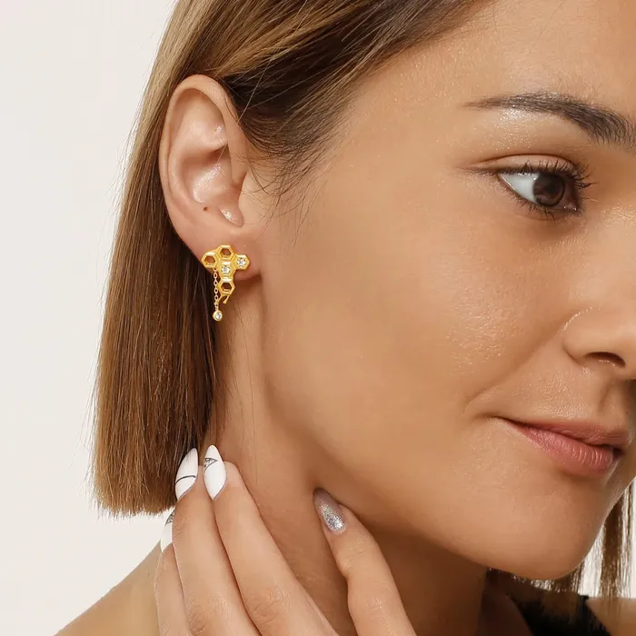 Trendolla Jewelry Earrings Honeycomb With Hanging Honey Earrings Life With MaKs Honeycomb Bee Kind Jewelry Collection