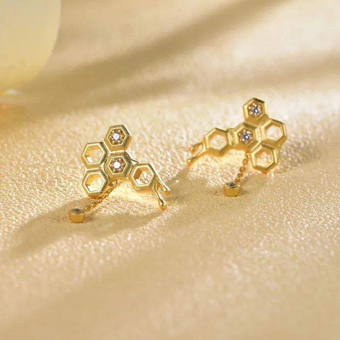 Trendolla Jewelry Earrings Honeycomb With Hanging Honey Earrings Life With MaKs Honeycomb Bee Kind Jewelry Collection