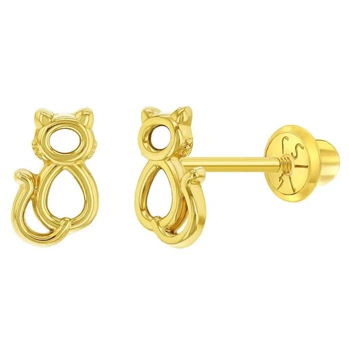Trendolla Jewelry Earrings My Kitty Friend Sterling Silver Baby Children Screw Back Earrings Trendolla Jewelry Earrings My Kitty Friend Sterling Silver Baby Children Screw Back Earrings