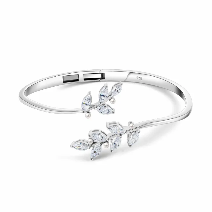Trendolla Jewelry Leaf Branch Diamond Gold Bracelet Natures Grace Collection Bracelets