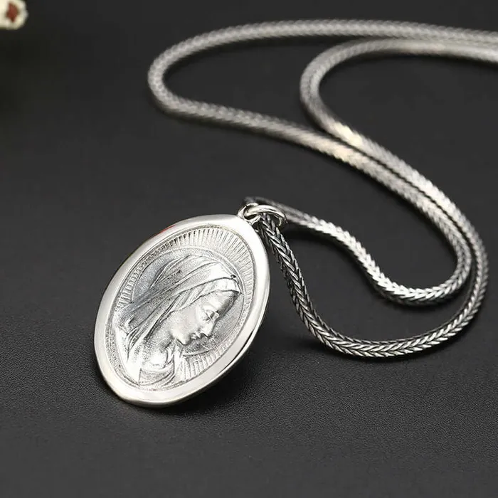 Trendolla Silver Virgin Mary Pendant Virgencita Necklace Trendolla Jewelry Necklaces