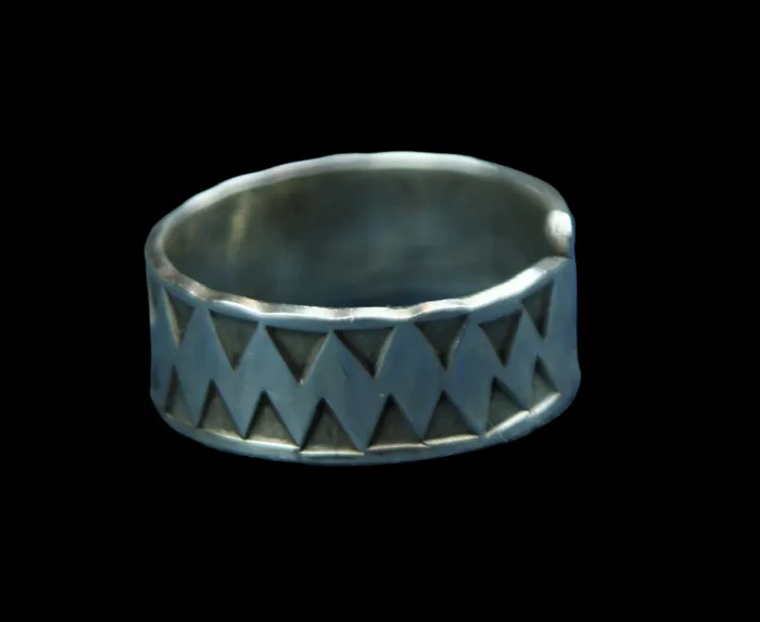 Valhallas silver Rings Sterling Silver Ring Stamped with a Triangle Punch