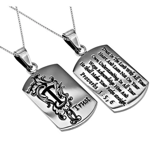 Womens Monogram T Christian Dog Tag Proverbs 356 TRUST Stainless Steel Chain North Arrow Shop Bracelets Womens Monogram T Christian Dog Tag Proverbs 356 TRUST Stainless Steel Chain North Arrow Shop Bracelets
